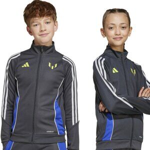 adidas Messi Kids Training Jacket Dark Grey Neon Yellow Blue Size 7-8 Y
